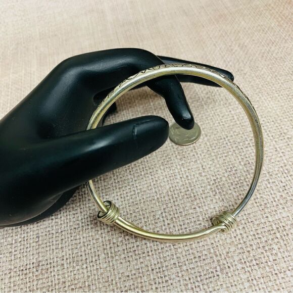Silver Etched Pull Apart Style Bangle - Picture 2 of 3